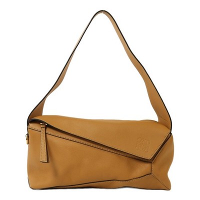 LOEWE GHW Puzzle Hobo Shoulder Bag Calfskin Leather Brown