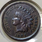 1907 Indian Head Cent - VF+ - Partial Diamonds, Nicely Toned