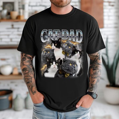 Custom Cat Dad Personalized Photo Comfort Tee