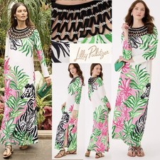 NWT $598 Lilly Pulitzer Jaycen Maxi 10 in Coconut Prancing In The Moonlight Eng