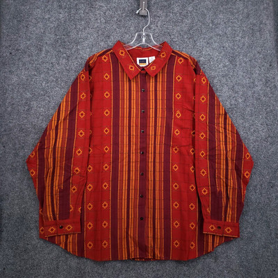 NEW CST Sport Shirt Womens 3X Plus Orange Long Sleeve Stripe Button Up Collared