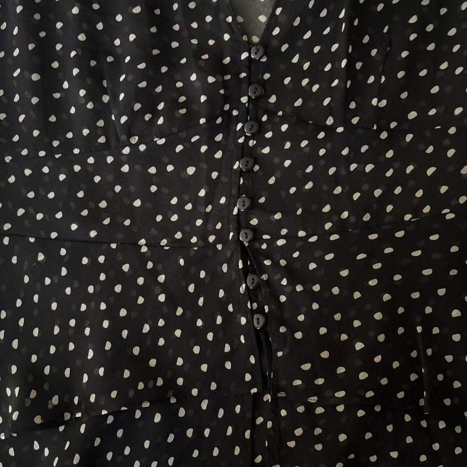 Белый дом черный рынок флокированный горошек чистый блузка галстук кнопка большой - Изображение 3 из 4