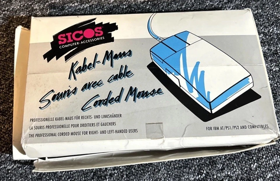 IBM AT/PS1/PS2 Compatible Corded Mouse Sicos New Old Stock Boxed - Image 2 of 4