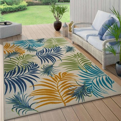Rugshop Out Door Rugs Floral Leaves Flatweave Outdoor Carpet Outdoor Patio Rugs