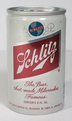 Schlitz 8 oz Bottom Opened Empty Aluminum Beer Can USBC V2 29-31 8 Cities