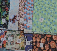 Ten  (10) - 100% Cotton Three Quarter Yard (3/4) - Novelty Themed Prints