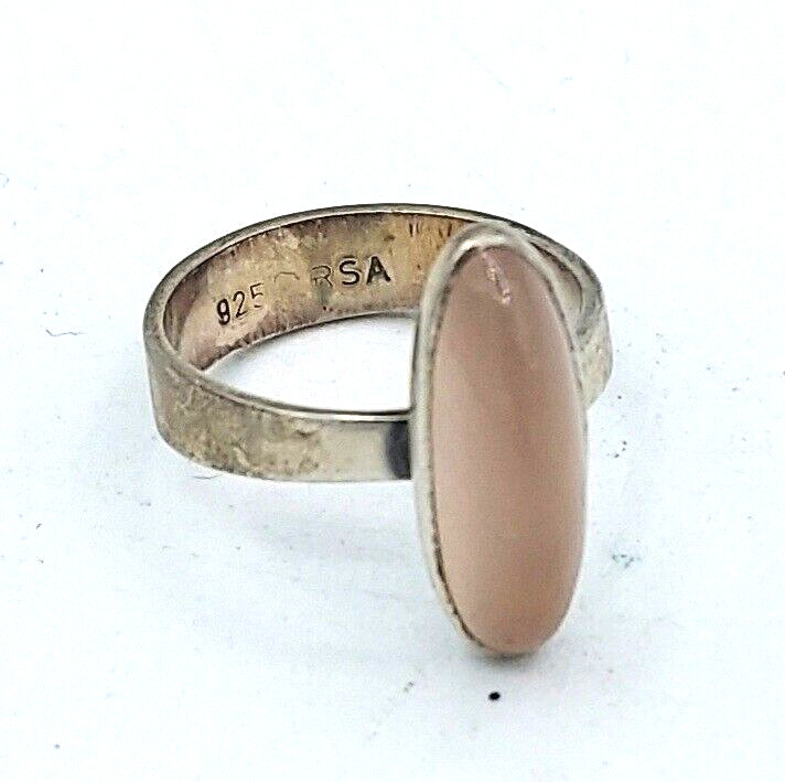 Statement Sterling Silver Light Pink Quartz Stone… - image 1