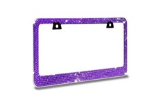 Sparking 7 Rows Purple Diamond Metal License Plate Framecapscrew