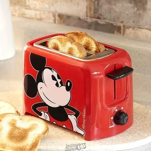 Disney Mickey Mouse Gráfico DCM-21 Impresión 2 Rebanadas Tostadora Roja Negra Antideslizante Foto 2 de 4