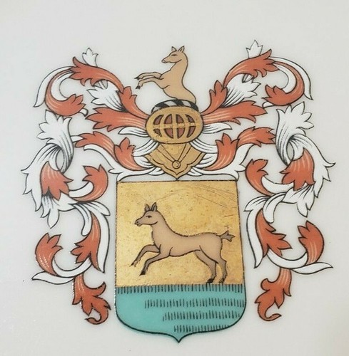 10 Vintage Original LJ Plate with horse and crest 7 3/8" Hersch (?) Family Crest - Picture 2 of 12