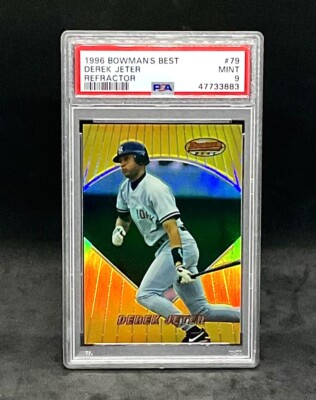 1996 Bowman”s Best Derek Jeter Gold Refractor #79 Card Graded Psa