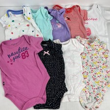 Baby Girls Short Sleeve One Piece Bodysuits Sz NB 0-3 Mo 3 Mo 3-6 Mo Lot Of 9