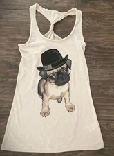 Cute Pug Puppy Dog Racerback Vest Top Tank Top T-shirt 10 12 14