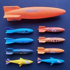 SwimWays Toypedo Discontinued Rare Trident 11" & 8 Sharks 5" Pool Water Toys