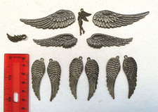 Angel Wing Charms, antique brass color Jewelry craft, Scrapbooking