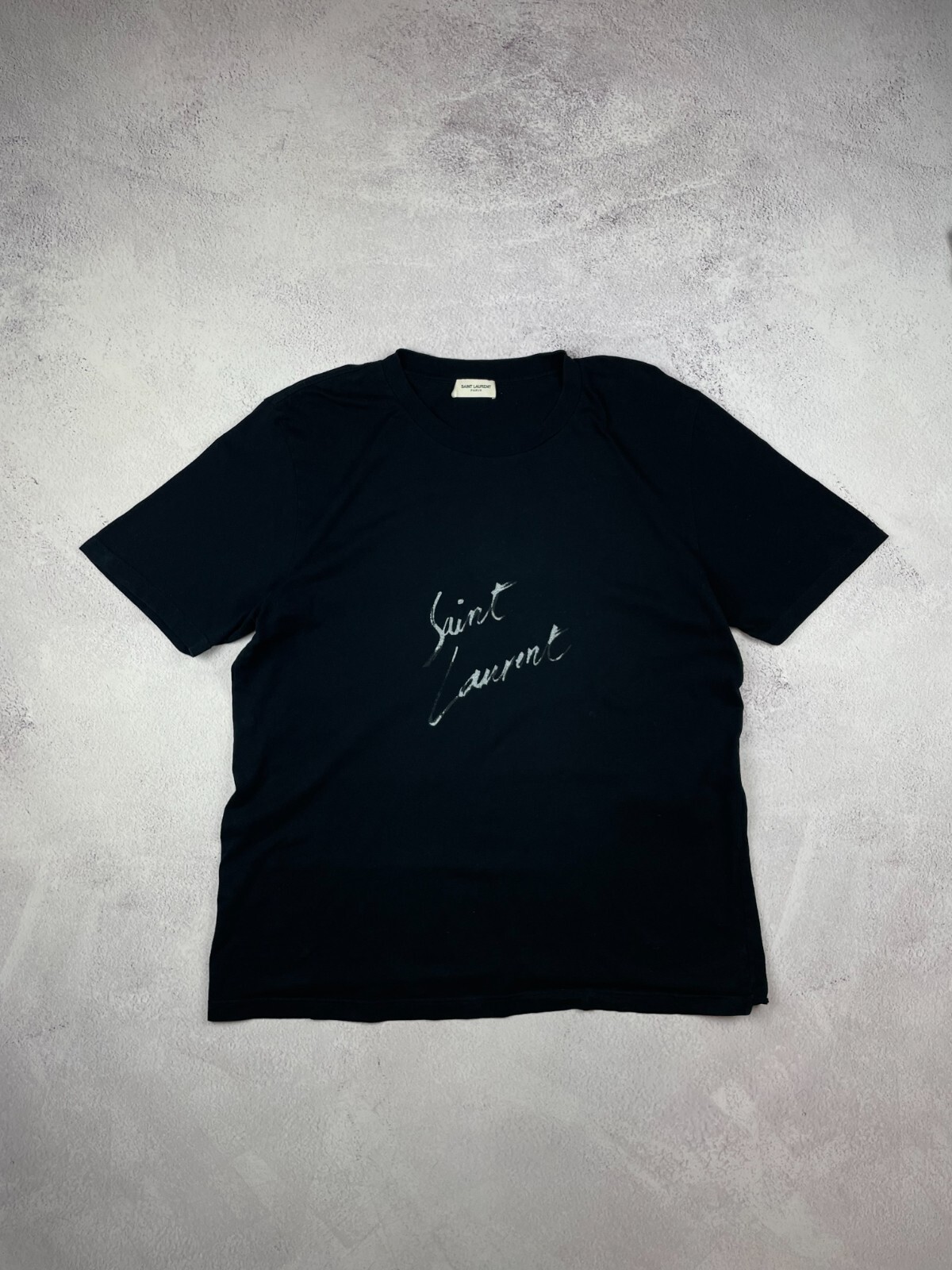 T shirt Saint Laurent nera con stampa logo firmata taglia S