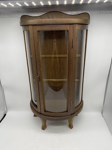 VINTAGE SALESMAN SAMPLE MINIATURE BOW FRONT CHINA/CURIO CABINET 23"T 13"W 6.5"D