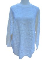 VTG UNITED STATES SWEATERS Women’s White Floral Sweater Made in USA Size M EUC