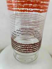 Vintage Libbey Glass with orange, white, brown horizontal stripes