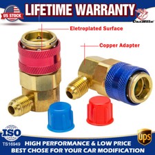 2pc Ac Ac Quick Connector Adapter Acme Coupler Auto Ac Manifold Gauge Lowhigh