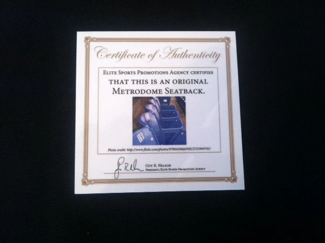 Metrodome Seat Back Random # w/COA- Minnesota Vikings Minnesota Twins Game Used - Image 2 of 2