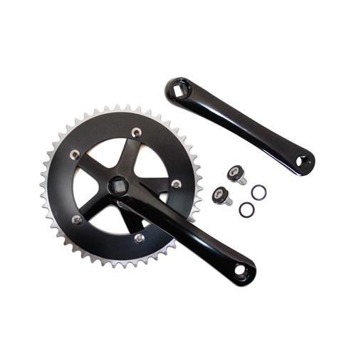 Pédalier fixie alu noir 165mm évitez les touches au sol avec ce plateau 46d