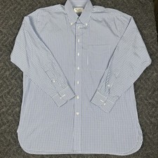 Ben Silver Charleston Shirt Men  s 16.5/33 Blue Gingham Check Button Down