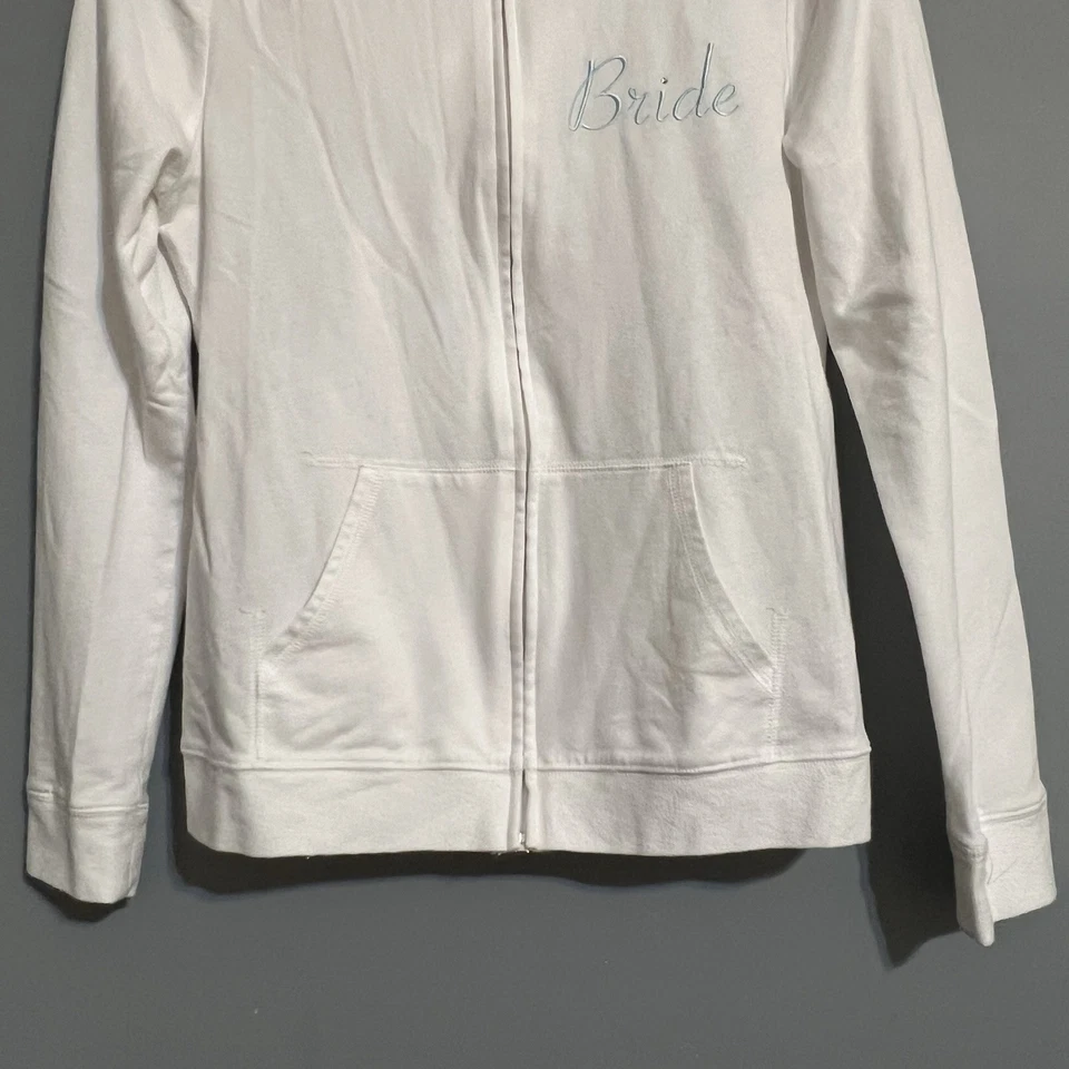 Gilligan & O'Malley BRIDE Hoodie Sweatshirt Blue Embroidery Full Zip Pocket - Image 4 of 4