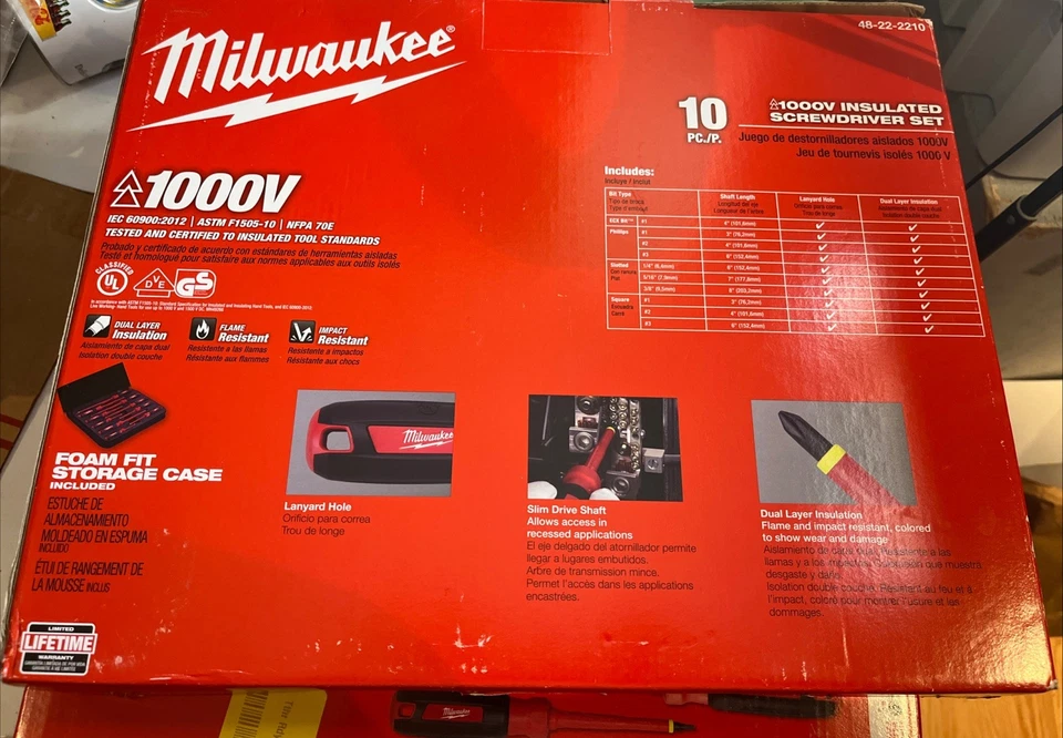 Milwaukee 10 Pc. 1000V Insulated Screwdriver Set With Eva Foam Case 48-22-2210 - Image 2 of 2