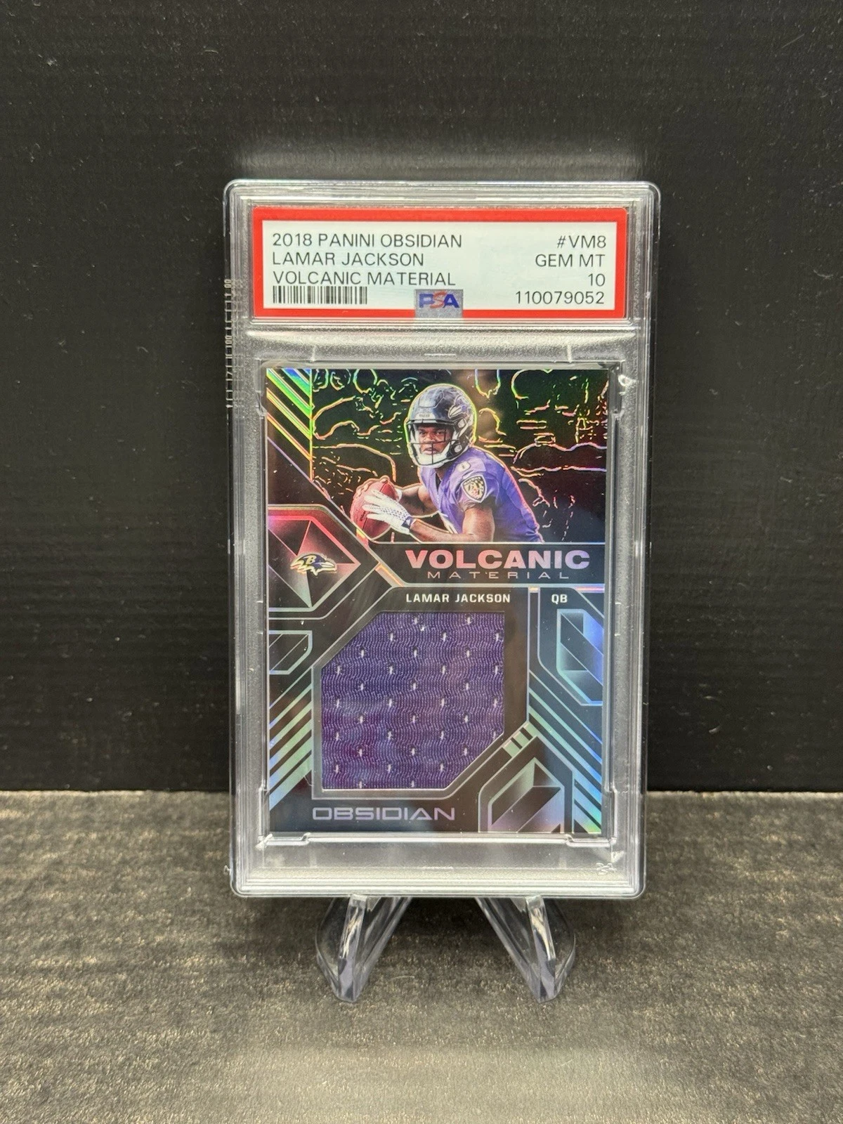 Lamar Jackson Panini Obsidian Volcanic Material #VM8 Base
