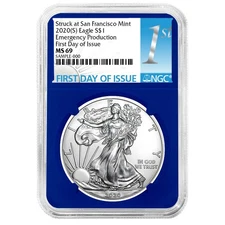 2020 (S) $1 American Silver Eagle NGC MS69 Emergency Production FDI First Label