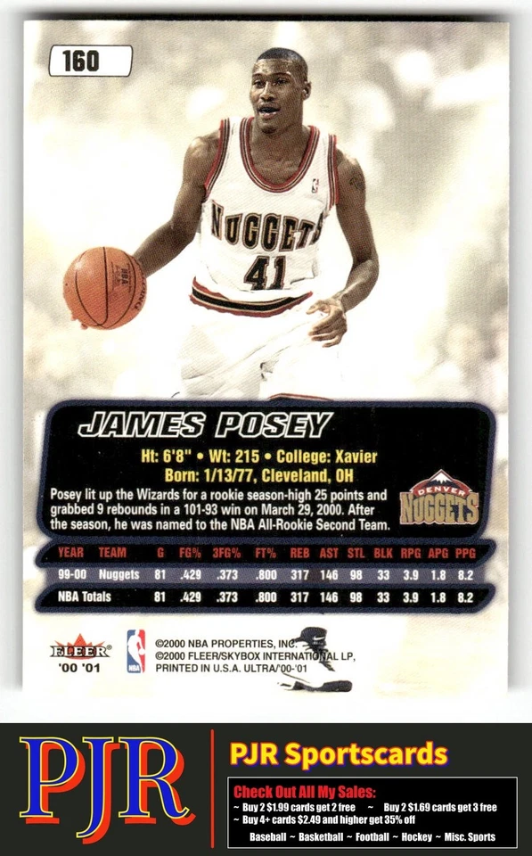 James Posey 2000-01 Ultra #160 Denver Nuggets - Image 2 of 2