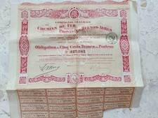 1919 OBLIGATION 500 FRANCS / CHEMINS DE FER province de BUENOS AYRES, Argentine