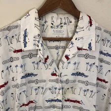 Elisabeth by Liz Claiborne Palm Print cotton short sleeve button up top Plus 14