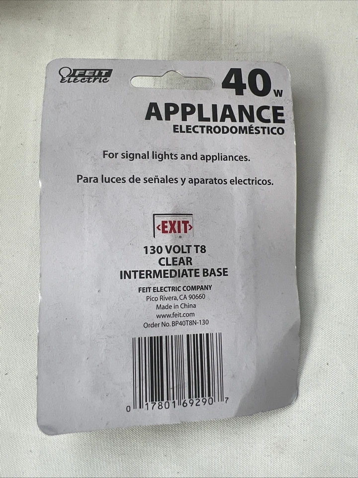 Feit 40w Appliance Bulb 130v T8 Clear Intermediate Base - Image 2 of 2