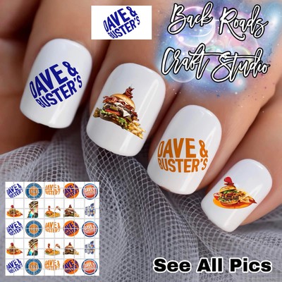 Dave And Busters Waterslide Finger Nail Decals Instructions set of 50 Bonus JH