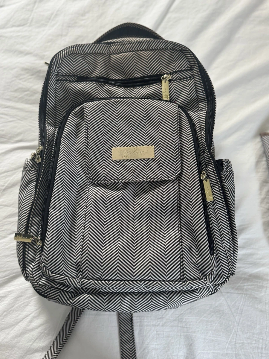 Ju-Ju-Be Black & White Chevron Daypack with Gold Accent Ju-Ju-Be Black and White Chevron Backpack main image 2