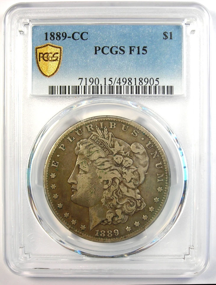 1889-CC Morgan Silver Dollar $1 Carson City Coin - Certified PCGS F15 (Fine) - Image 2 of 4