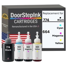 DoorStepInk Compatible Ink Bottle For Epson 774/664 774Bk/664CMY 4pack-USA