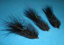 FLY FISHING FLIES - Classic Black BH BALANCED LEECH size #8 (6 pcs.)