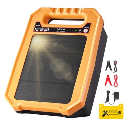 VEVOR 0.3J Solar Electric Fence Charger 1.86 Miles Range Fence Energizer
