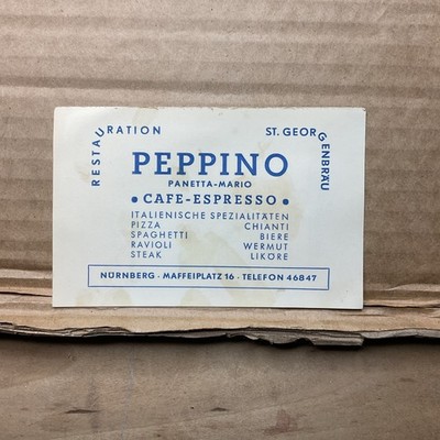 Vintage Business Card  pepino  Restaurant Cafe Nurnberg Germany B47