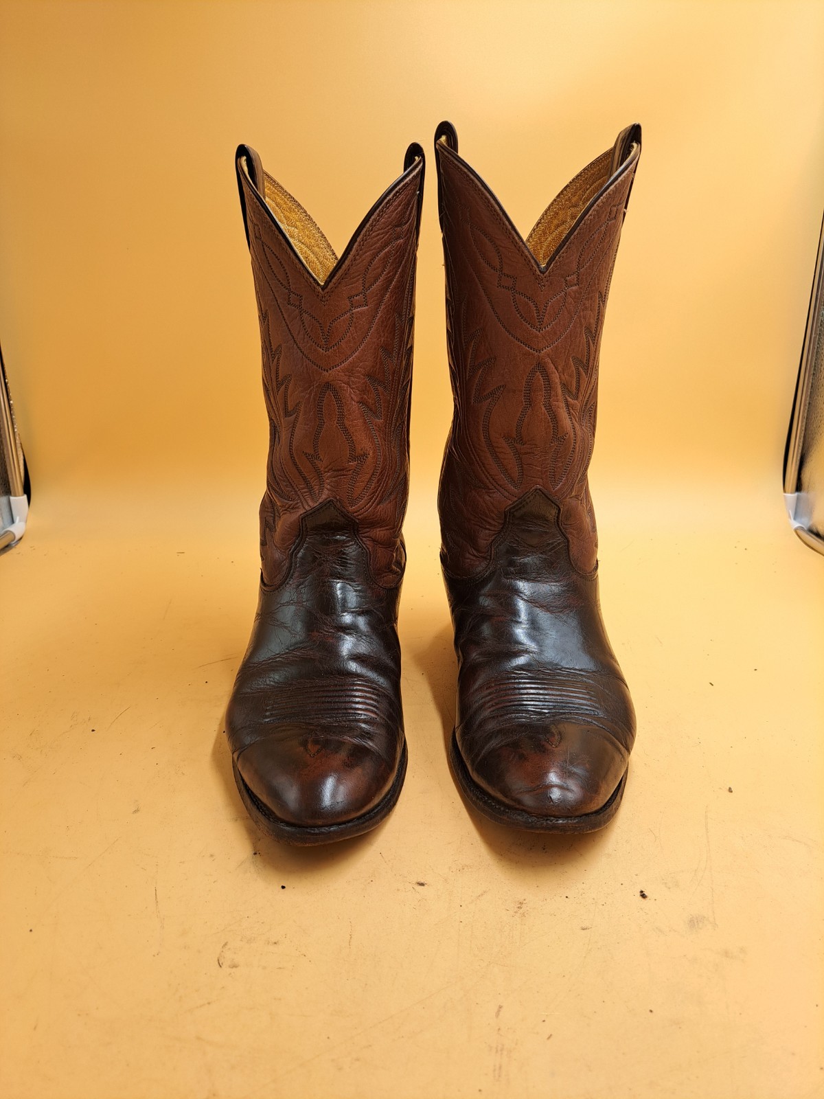 Vintage Nocona Boots Mens Size 9.5 D Western Cowboy Leather Brown Made in USA