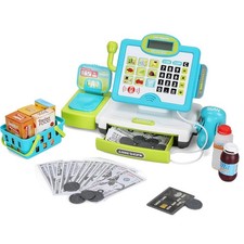FS Pretend Play Calculator Cash Register Toy as Child-size, Blue Playset