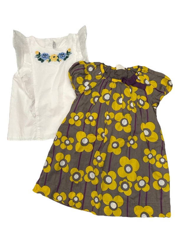 MINI BODEN Janie And Jack Girls Size 4 5 6 Floral Top And Dress Two Pieces