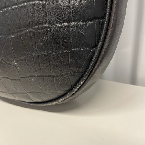 Maurizio Taiuti Brown Croc Embossed Leather Half Moon Hobo Shoulder Bag - Picture 13 of 24