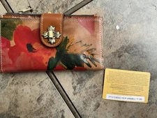 Patricia Nash Leather Wallet Marene Spring Multi Floret Twist Lock Womens NWT