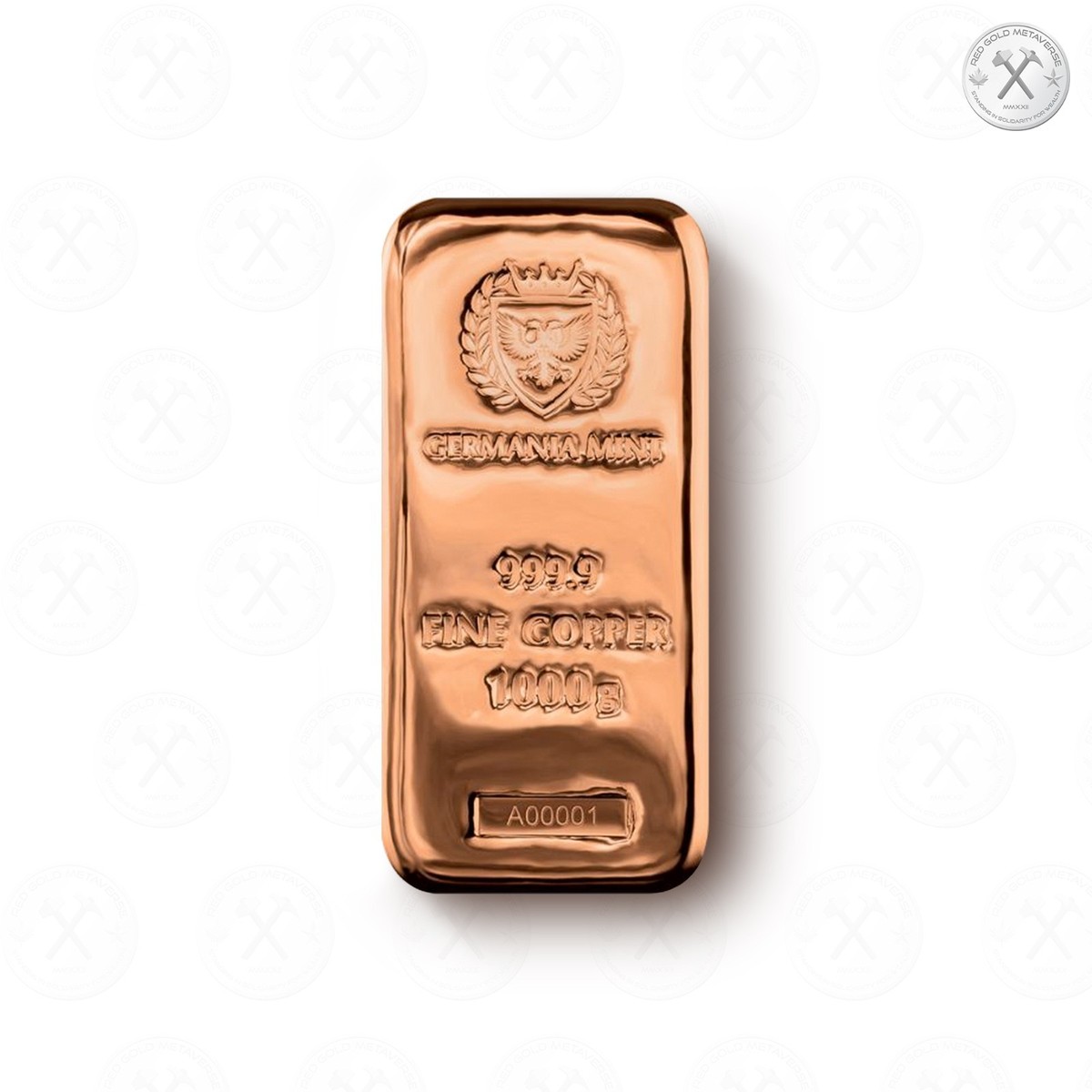 1 kg Copper Germania Bullion Bar - 1000 g pure [Cu] .9999, w/box