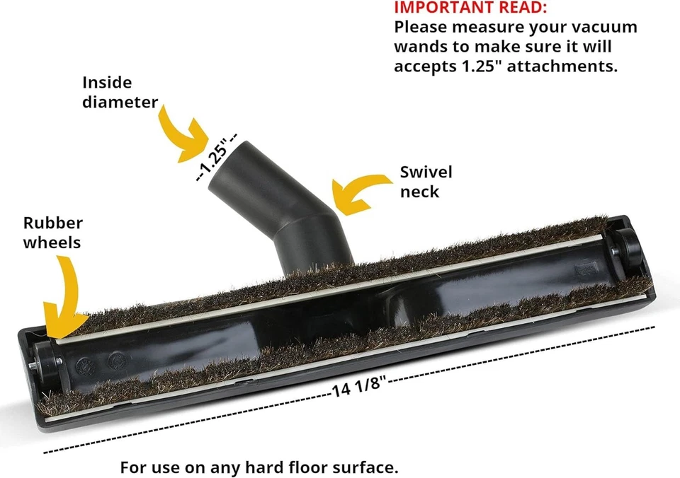 Accesorio de aspiradora de 14" 360 herramienta de cepillo de piso compatible para algunas aspiradoras de tiburón Foto 2 de 4