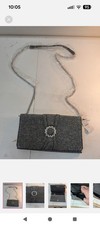Talbots Silver Metallic Rhinestone Clutch w/ ...